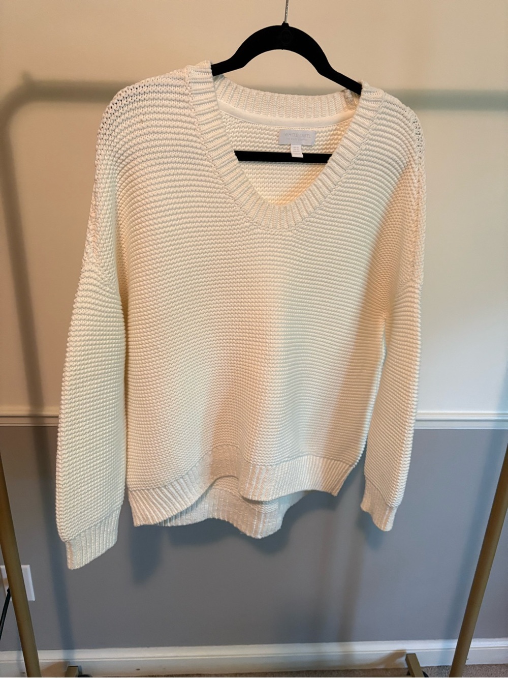 White Label/The White Company Cream V-Neck Cotton Knit Sweater